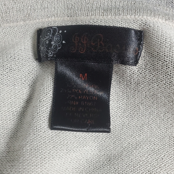 JJ BASICS Silver Sparkle Sweater With Black Stripe Size Medium - Picture 9 of 9